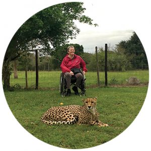 Pat Israel in Africa with cheetah