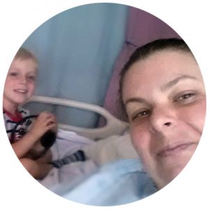 Megan Ladelpha with son in hospital