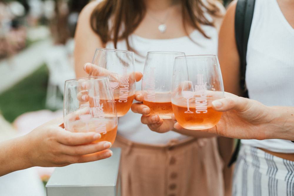 Pink wine and people