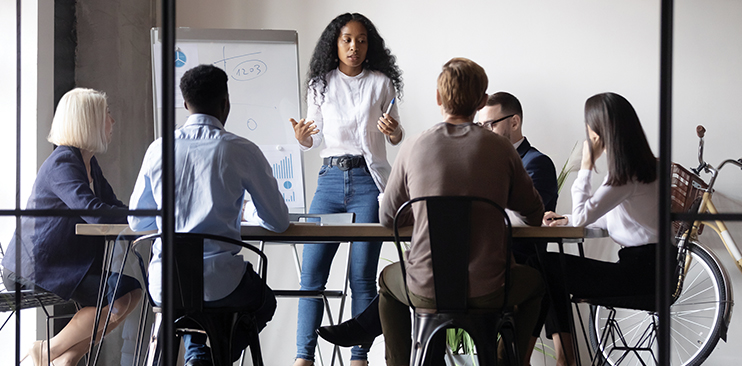 Stock photo of charity board members meeting.