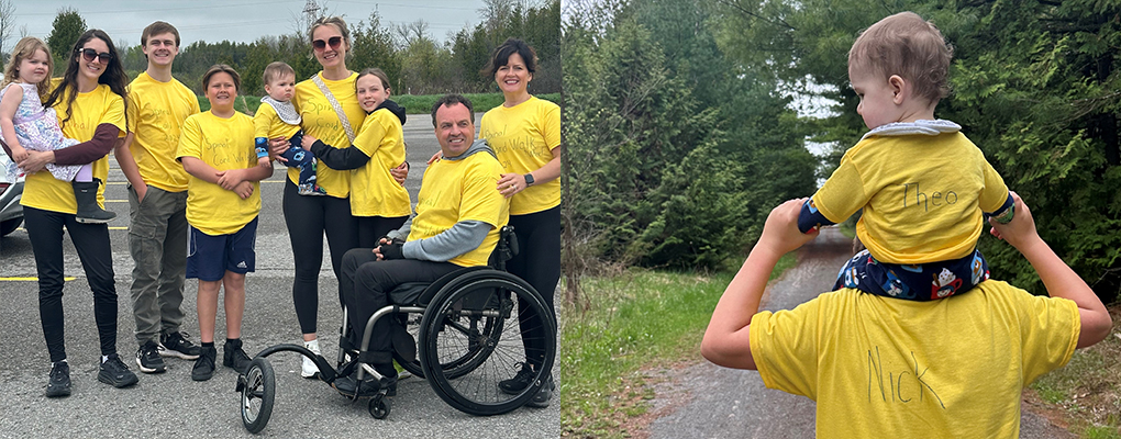 A group of people gather a the Bugg Family 5K Walk and Wheel