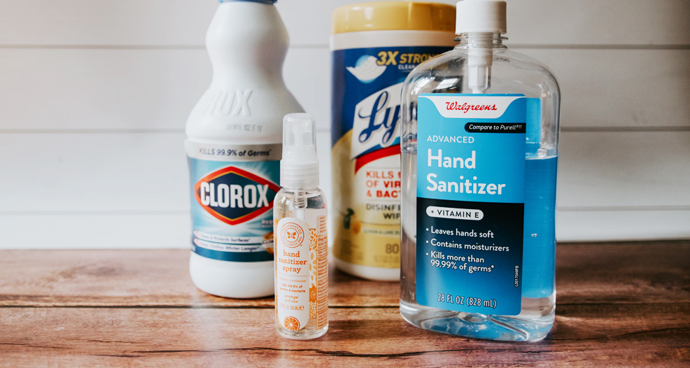 bottles of cleaning agents