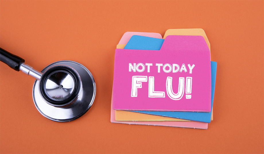 not today flu written on colourful card