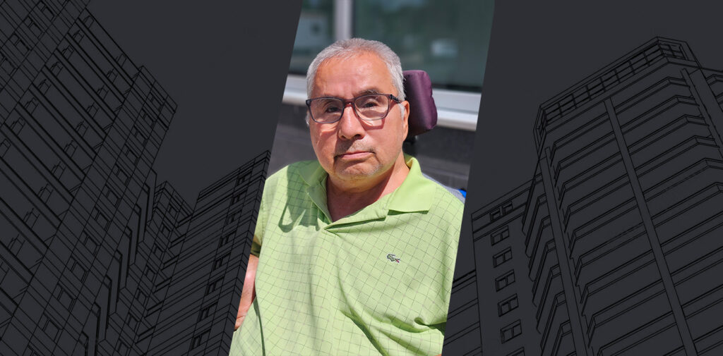 Headshot of Matthew sitting in his wheelchair