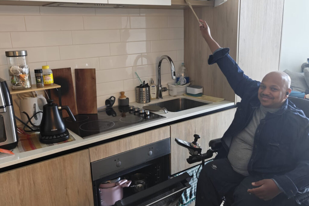 Saleh in his kitchen